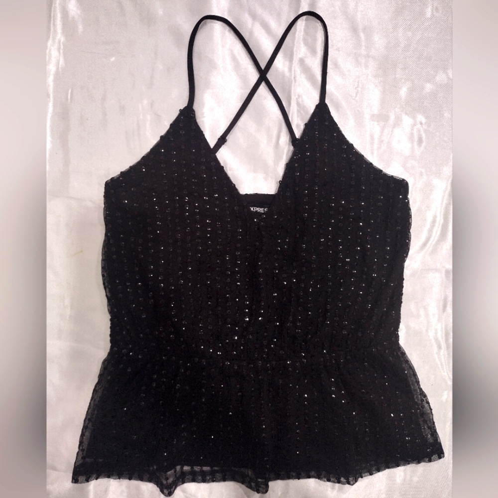 Express strappy v-neck black top size S